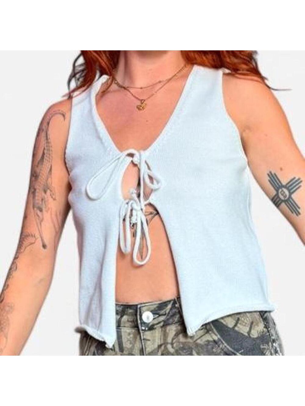 Women's Blue and Grey Vests-tanks-cami